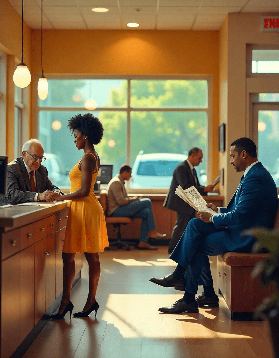 Borne de file d’attente dans une agence bancaire