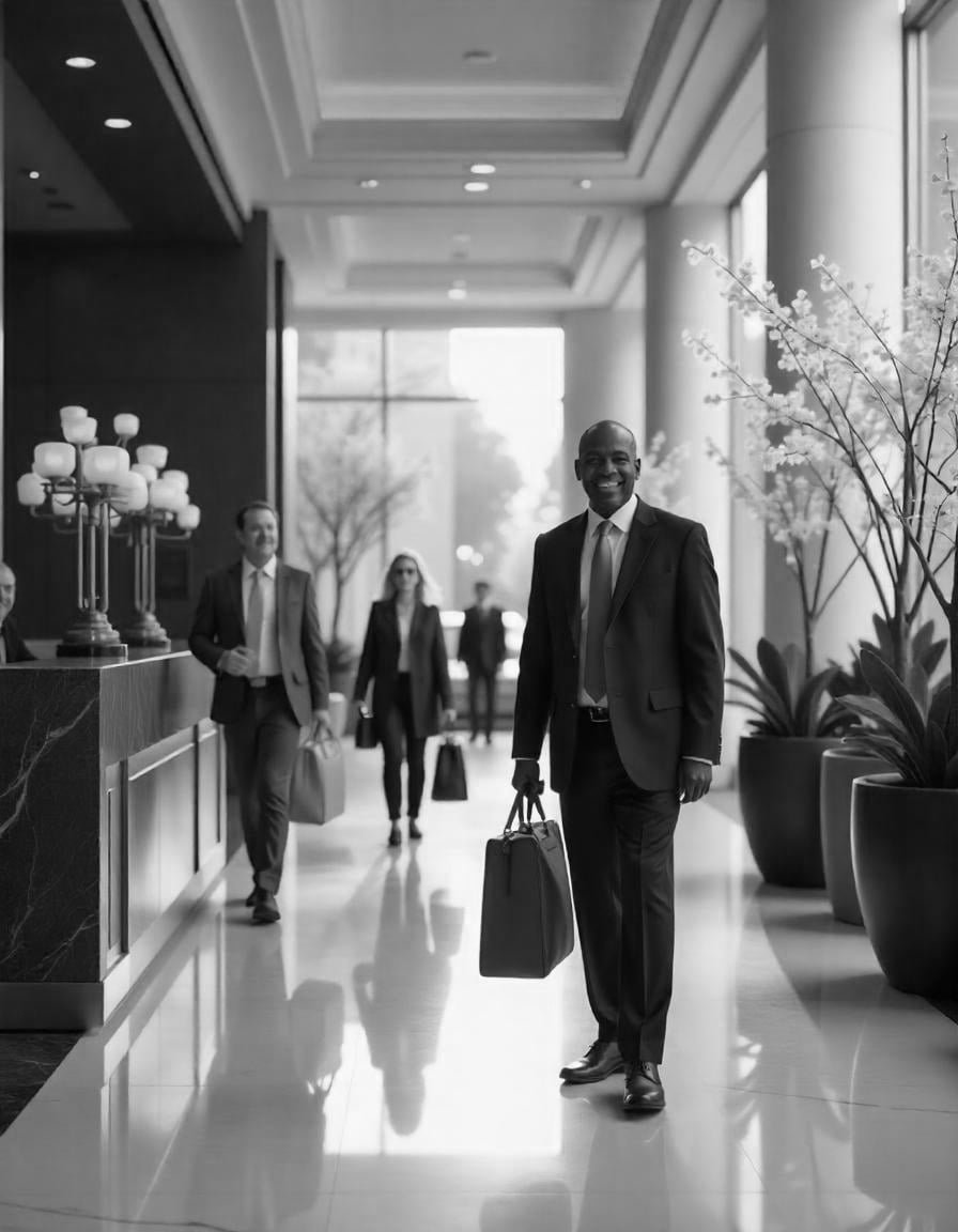 File d’attente organisée à l’accueil d’un hôtel