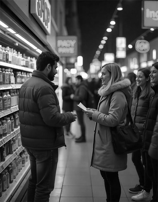 Zone de caisse équipée de bornes FileTech en magasin